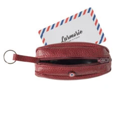 Porte-monnaie Charles - Cuir Grainé Rouge - Larmorie -Mode Accessoires Magasin 45880 xl