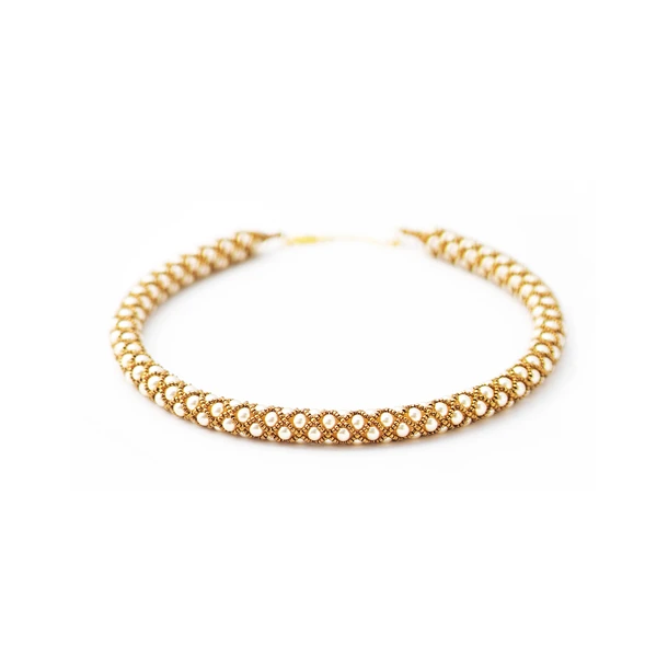 Collier Renaissance Blanc & Doré - Florence Buhler 1 Collier Renaissance Blanc & Doré - Florence Buhler