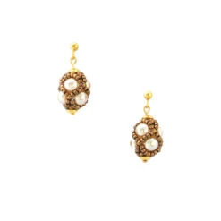Boucles D'oreilles Renaissance Goutte Blanc & Doré - Florence Buhler