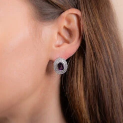 Boucles D'oreilles Améthyste - H.Azeem -Mode Accessoires Magasin 54042 xl