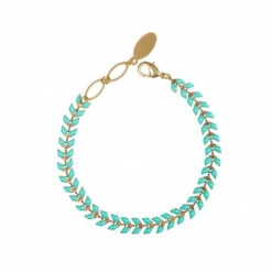 Bracelet Vincent Van Gogh Avec Feuilles En émail Turquoise - Ellen Beekmans®