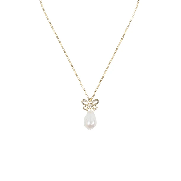 Collier Nœud "à L'égaré" Et Perle Baroque 1 Collier Nœud "à L'égaré" Et Perle Baroque