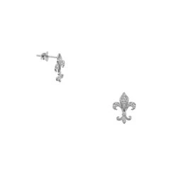 Boucles D'oreilles Puces Fleur De Lys Strass - Oreilles Percées