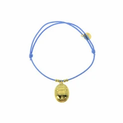 Bracelet élastique Avec Charm Égyptien - Scarabée - Bleu Ciel