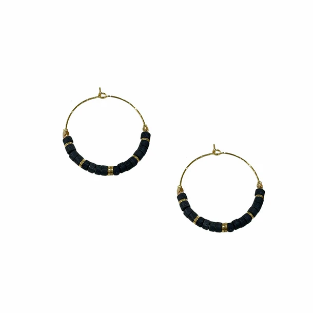 Boucles D'oreilles Créoles - Onyx 1 Boucles D'oreilles Créoles - Onyx