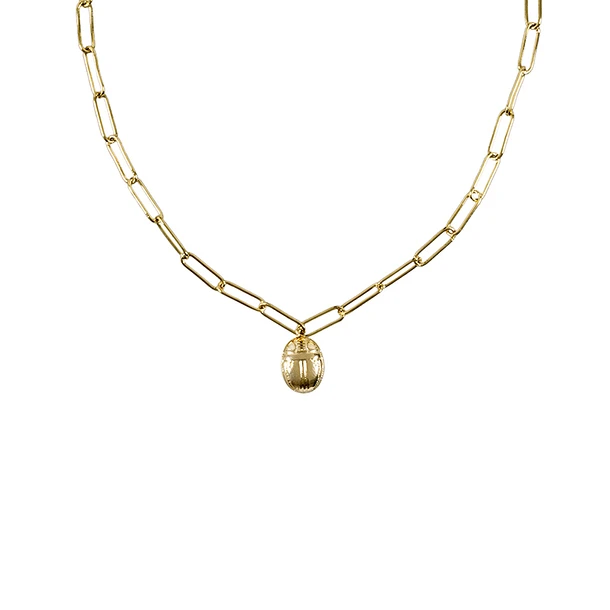 Collier Avec Chaîne Maille Trombone - Pendentif Scarabée 2 Collier Avec Chaîne Maille Trombone - Pendentif Scarabée – Image 2
