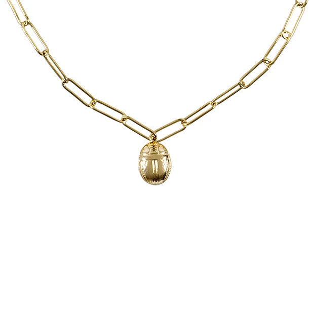 Collier Avec Chaîne Maille Trombone - Pendentif Scarabée 3 Collier Avec Chaîne Maille Trombone - Pendentif Scarabée – Image 3