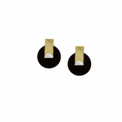 Boucles D'oreilles Art Déco En Pierre Et Laque Disque - L'Indochineur