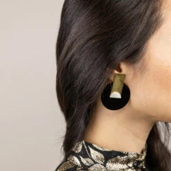 Boucles D'oreilles Art Déco En Pierre Et Laque Disque - L'Indochineur -Mode Accessoires Magasin 78910 xl