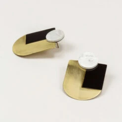 Boucles D'oreilles Art Déco En Pierre Et Laque Rotonde - L'Indochineur -Mode Accessoires Magasin 78913 xl