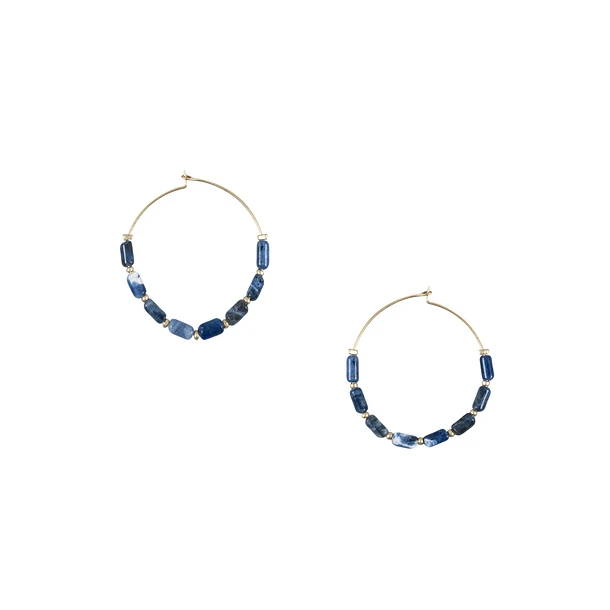 Boucles D'oreilles Créoles Antiques Avec Pierres Bleues 1 Boucles D'oreilles Créoles Antiques Avec Pierres Bleues