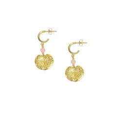 Boucles D'oreilles Nymphéa Perle De Quartz Rose - Les Cleias
