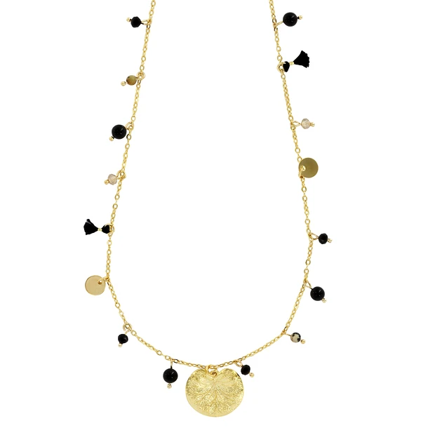 Collier à Pampilles Noires Nymphéa - Les Cleias 2 Collier à Pampilles Noires Nymphéa - Les Cleias – Image 2