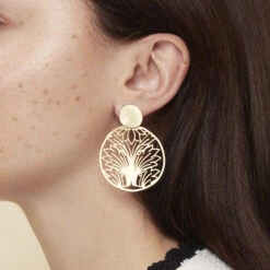 Boucles D'oreilles Feuilles D'acanthe -Mode Accessoires Magasin 82878 xl