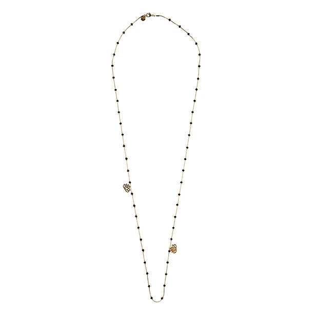 Sautoir Nymphéas Noir - Les Cleias 2 Sautoir Nymphéas Noir - Les Cleias – Image 2