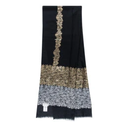 Étole Noire Or Et Agent Motif Renaissance 70x200 Cm -Mode Accessoires Magasin 86528 xl