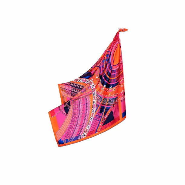 Carré De Soie Grand Palais Orange - Petrusse - 105x105cm 2 Carré De Soie Grand Palais Orange - Petrusse - 105x105cm – Image 2