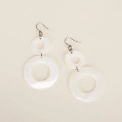 Boucles D'oreilles Cercles En Nacre Blanche - L'Indochineur -Mode Accessoires Magasin 87377 xl